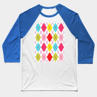 Argyle Lime Pink Red Gold Plum Teal Yellow Punk Rock Retro Baseball T-Shirt